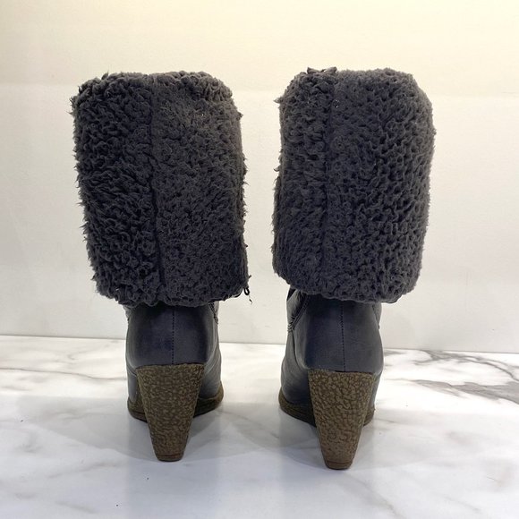 Steve Madden Grey Puffy Winter Heeled Boots - Picture 3 of 13